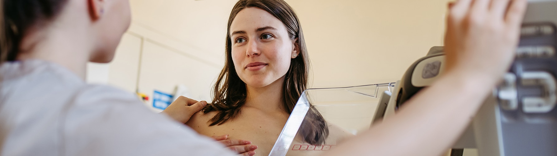 Woman getting a mammogram