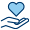 Heart and hand icon