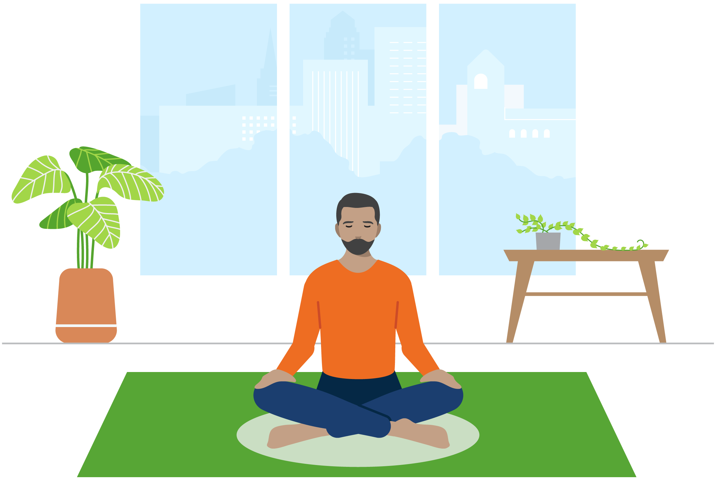 Man doing yoga lotus pose (PNG)