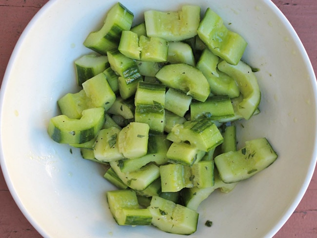 Diced Cucumbers in a plate