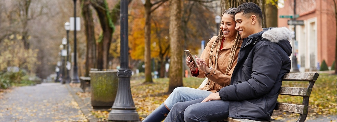 Couple sitting on a bench