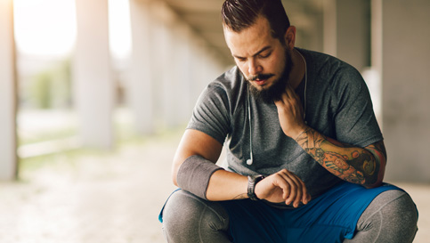 Man checking pulse