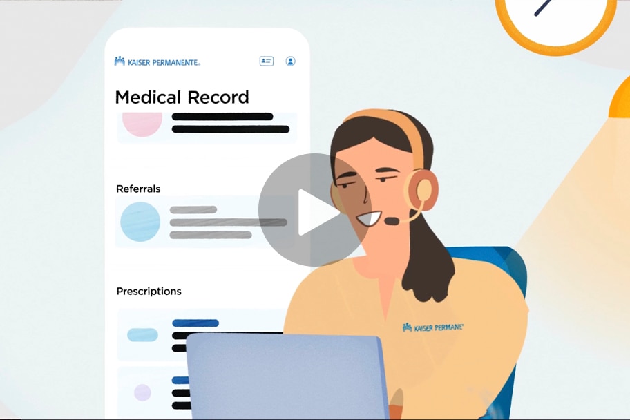 Illustration of a person wearing headphones and working on a laptop.