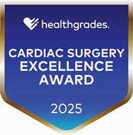 Badge for Healthgrades cardiac surgery award in 2025