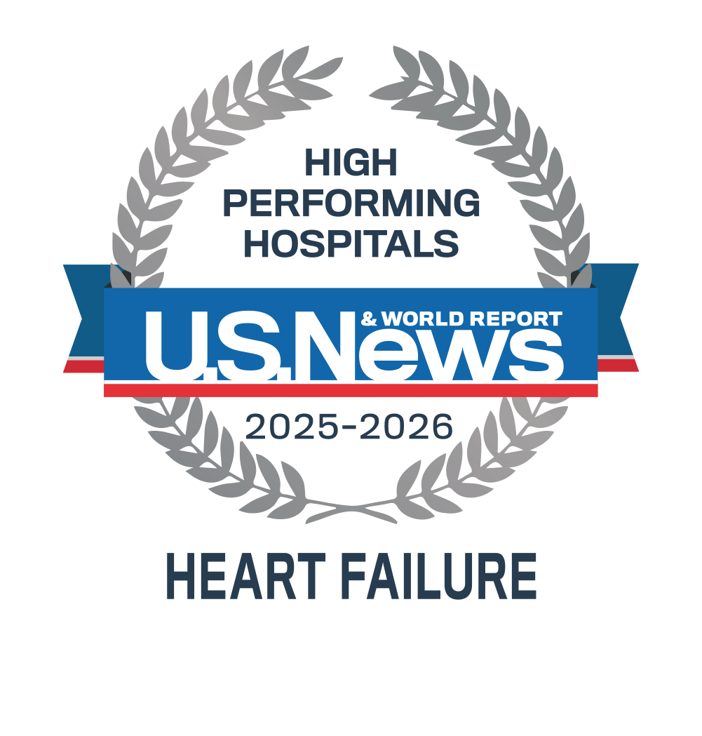 2025-2026 U.S. News & World Report High performing hospital badge for heart failure