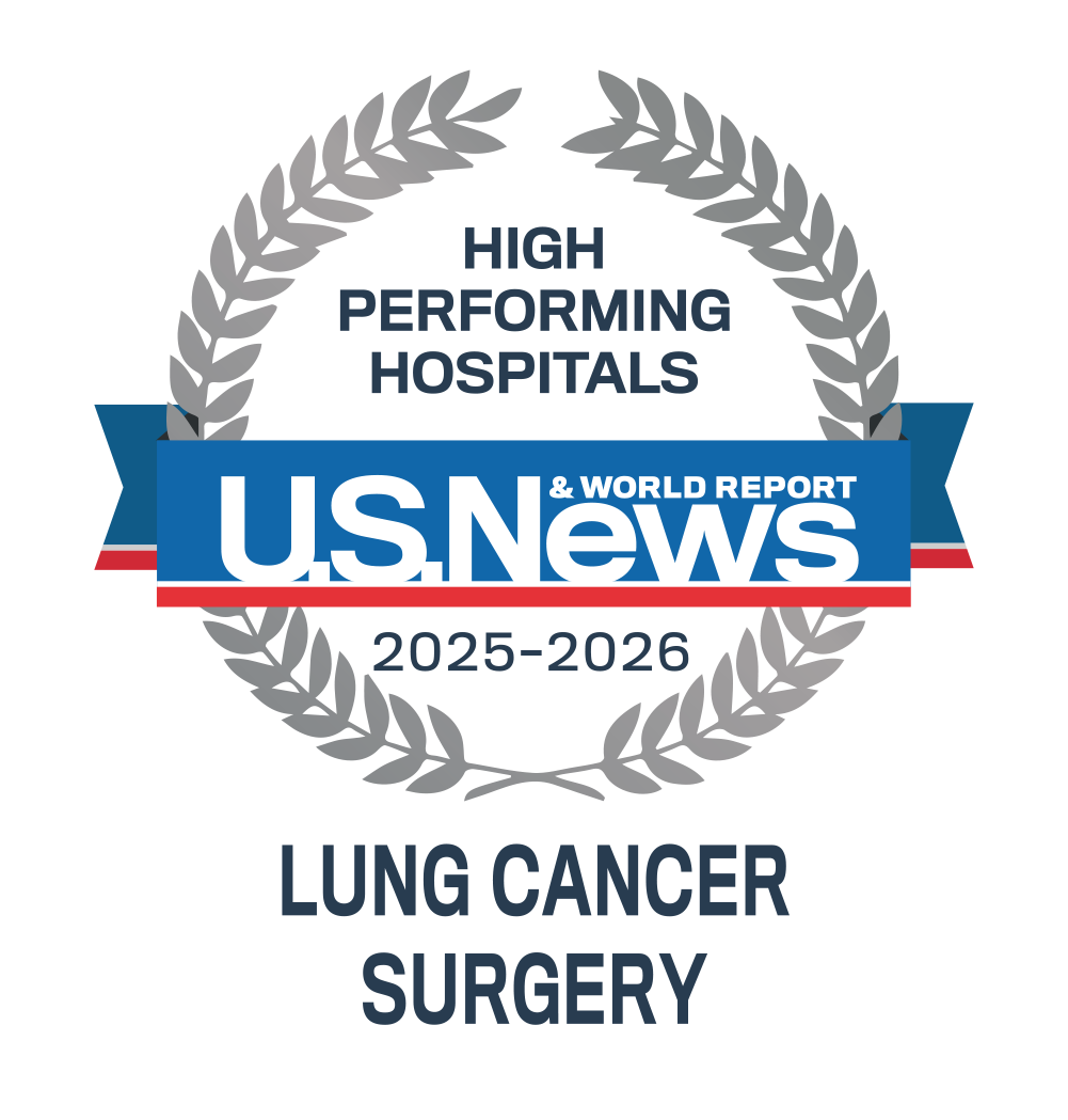 2025-26 U.S. News & World Report High performing hospital badge for lung cancer surgery