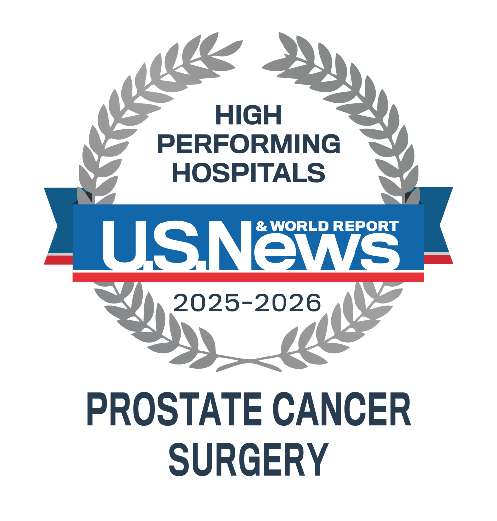 2025-26 U.S. News & World Report High performing hospital badge for prostate cancer surgery