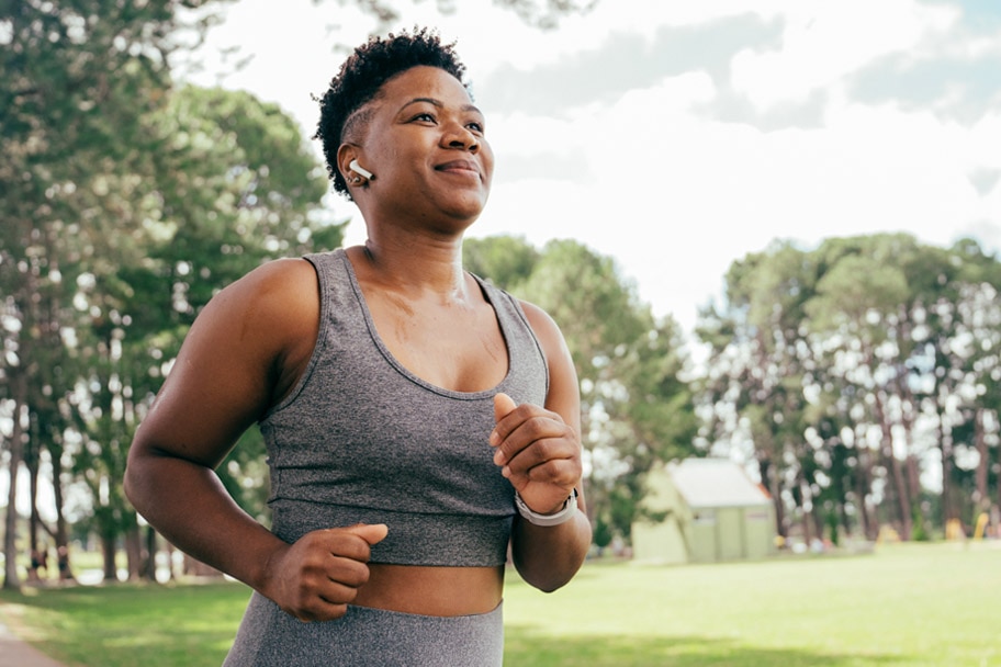 Person jogging in a park