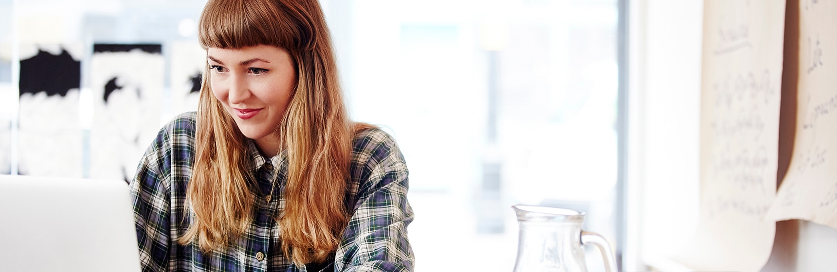 Person managing her care online