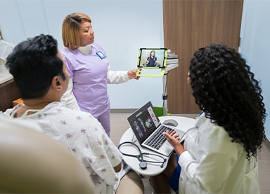 Patient and care team on video call