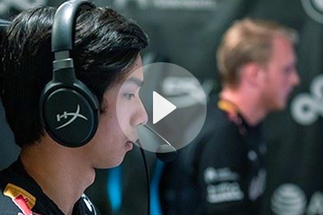 Young person wearing headphones