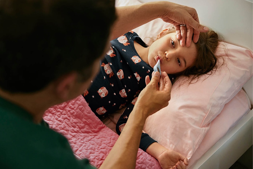 Parent giving care to child