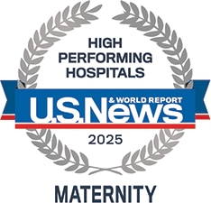 US News High Performing Maternity Hospital for 2025 badge