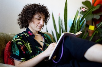 Person reading while sitting