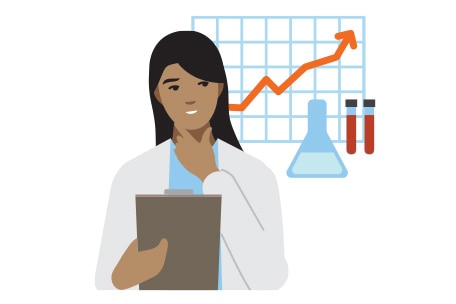 Doctor studying lab results
