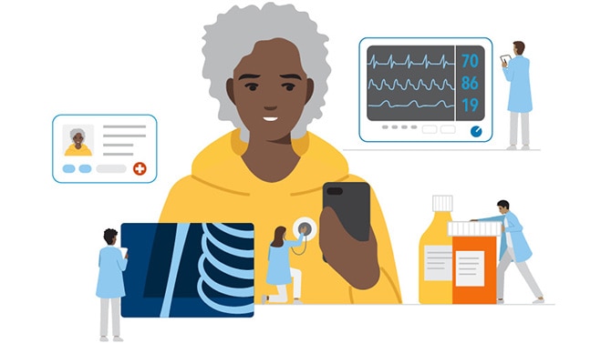 Adult holds phone while getting heartbeat checked