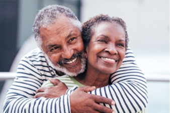 Older couple embracing