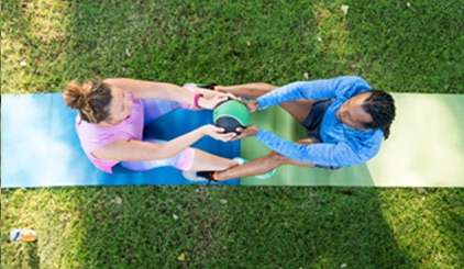 Two people exercising together