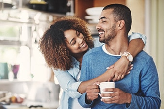 Couple smiling