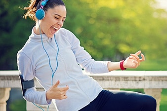 Person dancing to music