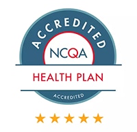 Badge for NCQA accredited health plan with 5 stars