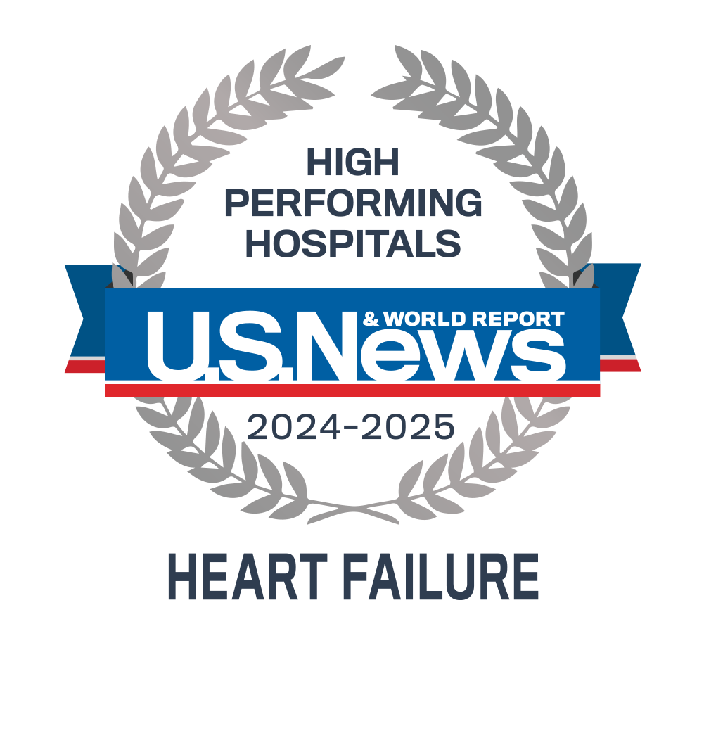 2025 U.S. News & World Report High performing hospital badge for heart failure