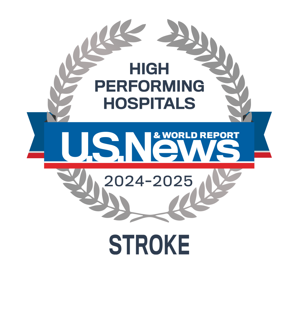 2025 U.S. News & World Report High performing hospital badge for stroke