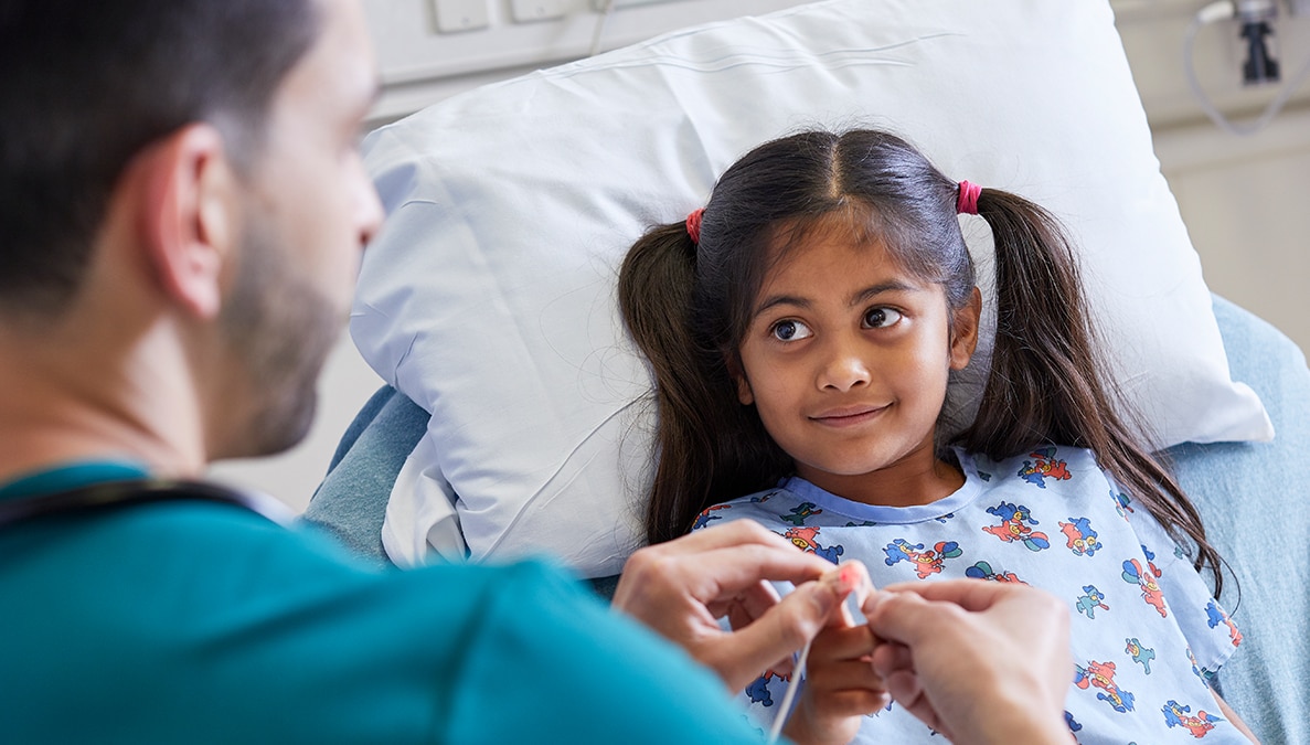 A child getting treatment in a hospital