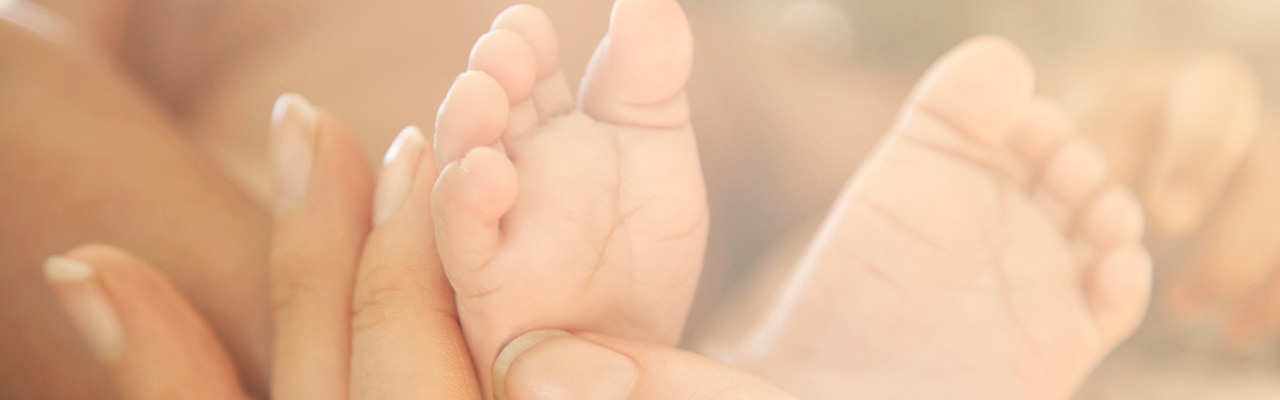close up of baby's feet