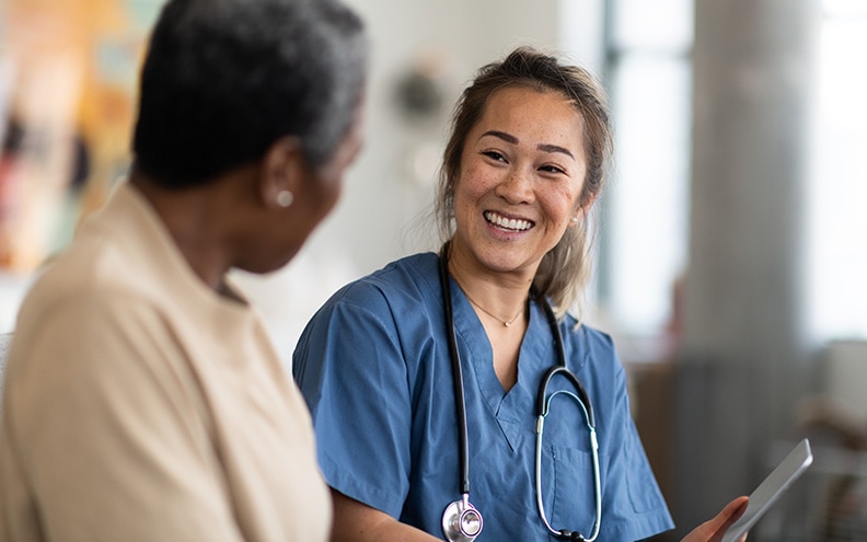 Nurse smiles at patient