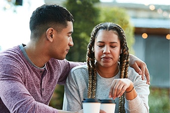 A couple having a conversation