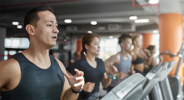 People exercising in a gym