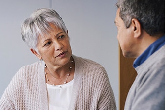 Elderly couple having a conversation