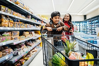 Family shopping for groceries