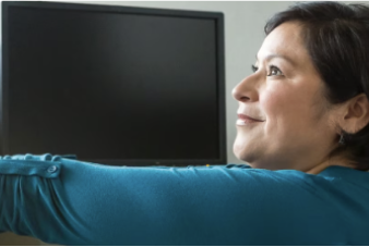 Office worker doing hand exercise