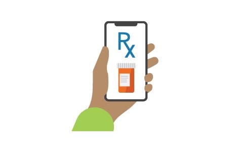 hand holding cell phone showing prescription bottle