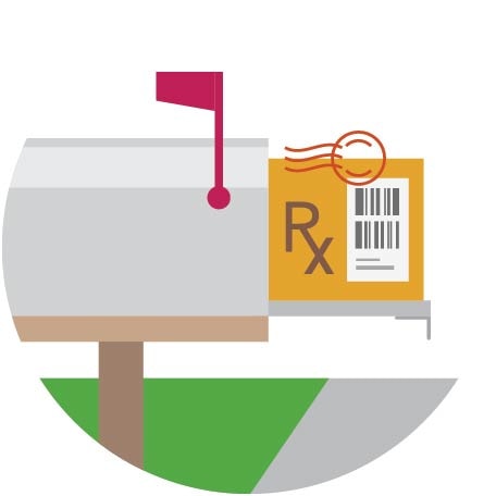 Mailbox filled with mailed prescription