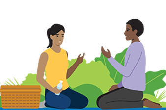 2 people having a picnic