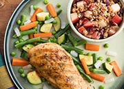 chicken, veggie and fruit moms meals