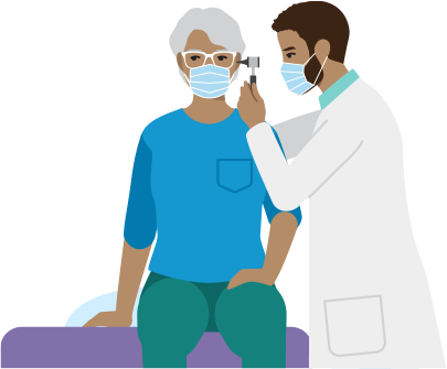 Person getting an exam from a doctor.