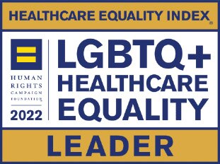 Healthcare Equality Index badge from the Human Rights Campaign Foundation: LGBTQ+ Healthcare Equality Leader