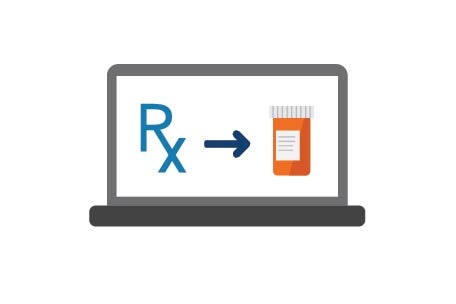 Laptop displaying prescription order