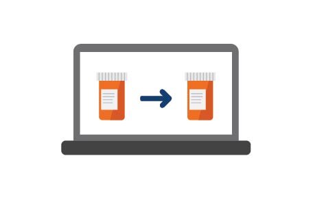 Laptop displaying prescription bottle transition