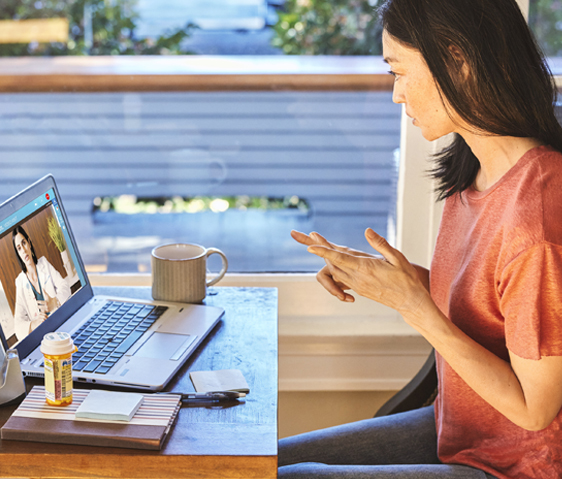 Person in a video conference with their doctor