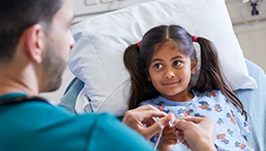A child getting treatment in a hospital