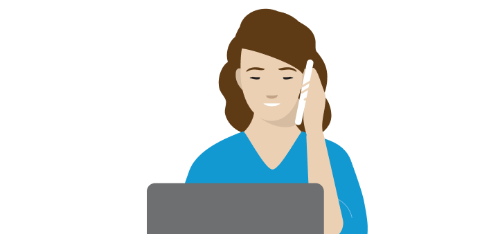 Illustration of person on phone and laptop