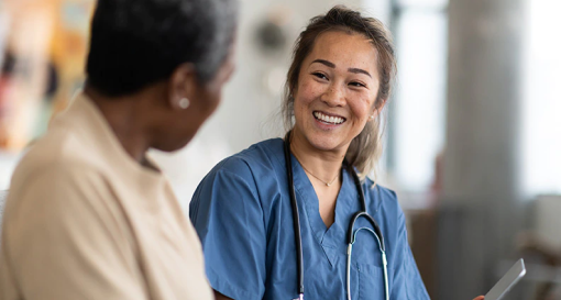 Nurse smiles at patient