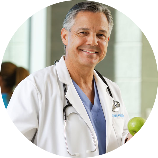 Doctor having a healthy snack at the hospital