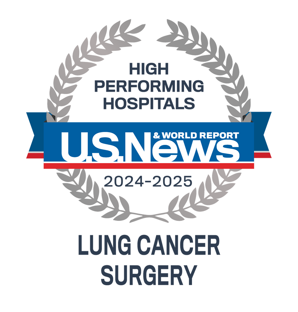 2024-25 U.S. News & World Report High performing hospital badge for lung cancer surgery