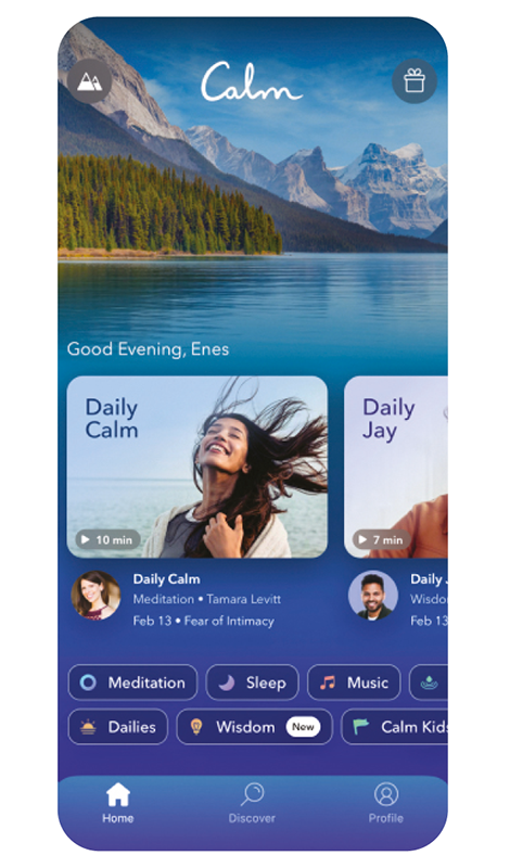 Calm app open on a phone